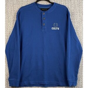 Colts Thermal Shirt L Blue NFL Waffle Knit Henley Long Sleeve Indianapolis